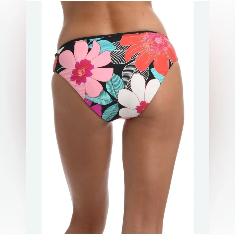 La Blanca In Full Bloom Reversible Hipster Bikini Swim Bottom Black Multicolor 8